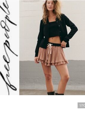 Free People Pretty Please Mini Skirt in Latte